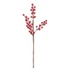 Fleurs décoratives 4 fourchettes Noël brindilles de baies artificielles pour la décoration d'arbre 50 cm tiges rouges artisanat guirlande guirlande décor Z7H1