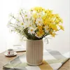 Fleurs décoratives 5 tête marguerite blanche artificielle longue branche Bouquet pour la maison mariage jardin décoration bricolage mariée soie fausse fleur