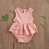 Rompers Baby Girls Ubranie Summer Sunsuit Silny kolor księżniczki Rompers Bez rękawów