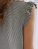 Рубашки для женской блузки V-образное вырезок в горошек Dot Shirred рука
