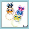 Party Hats Halloween Masquerade Led Flashing Alien Headband Light-Up Eyeballs Hair Band Glow Party Supplies Accessories Drinktoppe264U