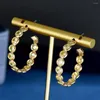 أقراط الطوق Hibride العصرية الأمريكية الزركونيا الزركونيا كريستال دائرة كبيرة جولة التصميم النساء مجوهرات الأذن بيجوكس فيممي E-1070