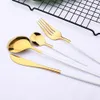 Set di stoviglie 24 pezzi Coltello forchetta cucchiaio in acciaio inossidabile oro bianco Posate Posate da cucina Posate all'ingrosso 220922