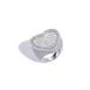 Hip Hop Glace Diamant Pierres Bague Coeur Anneaux Or Argent Plaqué Hommes Bling Bijoux Cadeau