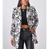 Damenanzüge Langarm Gut aussehende Jacke Elegante Bluse für Frauen Lose Kleidung Klassisch Unregelmäßiger Druck Frühling Herbst Revers Mode