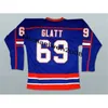 Gla Mitness Goon Custom 69 Doug Thug Glatt Jersey Blue White Movie Hockey Jerseys Stitched
