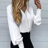 Kvinnors t-shirt 2022 Summer Autumn Women's Elegant Fashion Printed Lace Casual Shirt Casaul V Neck Floral Tryckt långärmad T-shirt Ny blus T230104