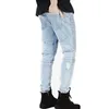 Men's Jeans Hi Street Mens Ripped Rider Biker Motorcycle Slim Fit Washed Black Blue Moto Denim Pants Joggers For Skinny Men 220923