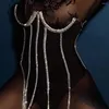 Kemerler lüks kadınlar korse ince kristal rhinestone yelek seksi şeffaf dantel sırtsız dişi kuş kızı sargı göğüs shapewear