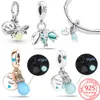 New Popular 925 Sterling Silver Charm Luminous Light Bulb Double Charm for Original Classic DIY Bracelet Ladies Jewelry Fashion Accessories Gift 1