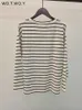 Koszulka damska Wotwoy Casual Striped Oversize T-shirt Kobiet 2022 Autumn Soft Cotton Tee Shirt Kobieta Podstawowe luźne dzianiny T220926