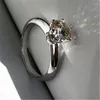Clusterringen Solitaire ring Echt wit goud gevuld 1CT Sona Zircon Cz trouwring voor dames bruids statement Party sieraden