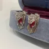 Stud Earrings Amorita Boutique 925 Leopard Head Fringe Design Fashion