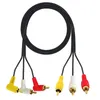 Audio Cables THREE 90 Degree Angled RCA-Male to 3 RCA Male Plug Audio Video AV Extension Cord/Cable 1.5M/1PCS