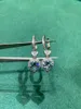 Boucles d'oreilles pendantes Argent 925 Original Taille brillante Total 2 carats Test de diamant Passé Top Qualité Bleu Moissanite Drop Gemstone Jewelry