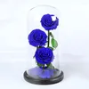 装飾的な花乾燥したバラは、ガールフレンドのドロップシップのためのガラスドームバレンタインギフトの本物の赤い永遠のバラの花