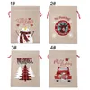 Julklappsäckar Santa Claus Candy Bag Xmas Tree Elk Linen Drawstring Sack nyår Juldekorationer Hemlagring Sacks Th0419