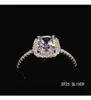 Anelli a grappolo anello di pietra femminile Real Silver Color 3Ct CZ Impegno Famba di matrimonio per donne Bridal Party Finger Jewelry