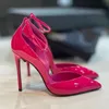 Patent deri toka kemer pompaları elbise ayakkabı makarası topuklu alevi milano kadın elbise ayakkabı akşam slingback sandalet yüksek topuklu pist kesim sandalet
