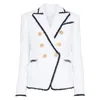 VT06 Women's Suits & Blazers Woolen White fashionblog weddingday Fringed Gold Double Breasted Button Metal Buckle Slim Business Wear Suit Jacket
