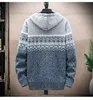 Erkek Sweaters Erkekler Vintage hırka süveter ceket Sonbahar kış harajuku desen örme kazaklar Erkekler Sıradan Erkekler Kapşonlu Polar Outerwear 220923