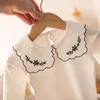Shirts 2022 Autumn 1-5 Years Old Baby Children's Clothing Long Sleeve Solid Pure Color Cute Cartoon Embroidery Kids Girls Basic T Shirt