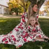 Family Matching Outfits Mom And Daughter Floral Long Sleeve Dress Clothes Look Wedding Party Mommy Me Dresses 5 12 220924