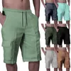 Shorts pour hommes Salopettes d'été pour hommes Pantalons de plage multi-poches en coton et lin