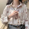 Women's Blouses Shirts Harajuku Angel Print Womens Shirt Vintage Elegant Blouse Women Autumn Lantern Sleeve Female Clothes Loose BF Shirt 220923