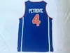 UF 10 Drazen Petrovic Jersey Universidade Cibona Zagreb Jugoslavija Yugoslávia Blue College Basketball Camisa de basquete superior 1