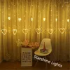 Strings Factory AC220V 2.5M Led Chirstmas Light Fairy Heart Curtain String Lights Garland Lighting For Holiday Party Le