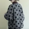 Kadın Yün Karışımları Johnature Kadın Polka Dot Parkas V-Neck Bat Sleeve Sıcak Katlar Sonbahar Düğmesi Gevşek Kadın Giysileri Sıradan Parkas Coats 220924