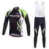 2024 Pro Mens Green Black Winter Cycling Jersey Set Long Sleeve Mountain Bike Cycling Clothing Breattable Mtb Bicycle Clothes Wear Suit B36