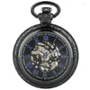 Pocket Watches vintage romerska siffror visar män kvinnor skelett mekanisk handvindande klocka öppen ansikte hänge fob klockkedja reloj