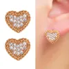 Stud Earrings Yunkingdom Original Heart For Women Luxury Jewelry Gold Earring White Crystal Korean Style Piercing