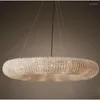 Lampes suspendues Anneau Lustre américain Salon Rétro Lumière Luxe Designer Étude Soft Villa Chambre Perle Chaîne Lampe En Cristal LED