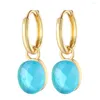 Boucles d'oreilles créoles goutte d'eau Boho pour femmes pavé grand Zircon LuxuryEar anneaux couleur or paire boucle d'oreille bijoux de mode coréens