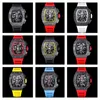 011 Montre de Luxe Designer Watchs 7750 Chronograph Mechanical Movement Carbon Fiber Relojes Case Rubber Strap Luxury Watch Mens Watches armbandsur Vattentät