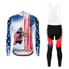 2024 Pro Mens Us Rider Winter Cycling Jersey Set Long Sleeve Mountain Bike Cycling Clothing Breathable MTB Bicycle Clothes Wear Suit B35