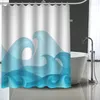 Cortinas de chuveiro estilo nórdico Cortina de arte abstrata Bloco de cores Morandi para decoração de banheiro com gancho