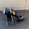 TF Pompe a lucchetto in pelle Scarpe eleganti per abbigliamento alla caviglia a tacco alto con tacco alto Pompa a punta di lusso Designer di lussuosi scarpa da festa con box zapatos Mujers