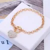 Charm Bracelets Fashion Rhineston Heart Bracelet For Women Accessories 2022 Gold Link Chain Female Luxury Jewellery Gift To Wife