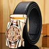 Belts Metal Automatic Buckle Brand Rotary Leather for Men Famous Luxury Black Business Strap