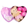 Dekorativa blommor Alla hjärtans dag gåvor Artificial Decor 9st Soap Rose Bear Gift Box Xmas Birthday Valentine Wedding Petal