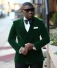 Velvet bruidegom Tuxedos Dark Green Men Wedding Tuxedos Popular Men Dinner/Darty Jacket Blazer Suit op maat gemaakt