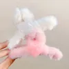 Artigli per capelli incrociati in peluche caldi invernali per donne Fermagli a cuore Forcine per capelli a denti dolci Accessori per capelli alla moda