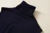 2022 autunno blu tinta unita pantaloni a due pezzi set senza maniche collo alto lavorato a maglia top bianco con cintura con pannelli pantaloni lunghi set 22S23PT
