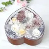 Fleurs décoratives 12 pièces rose séchée vraie tête éternelle avec boîte-cadeau en forme de coeur décor de mariage saint valentin fête des mères