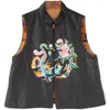 Women's Vests Women's Double-Sided Short Waistcoat Women Autumn And Winter Silk Fragrant Cloud Yarn Chinese Style Embroidery Add Cotton