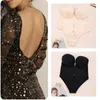 Kvinnors shapers midja mage djupt vneck kropp kvinnor b backless u plunge thong bodysuit shapewear tränare clear strap vadderad push up 220923